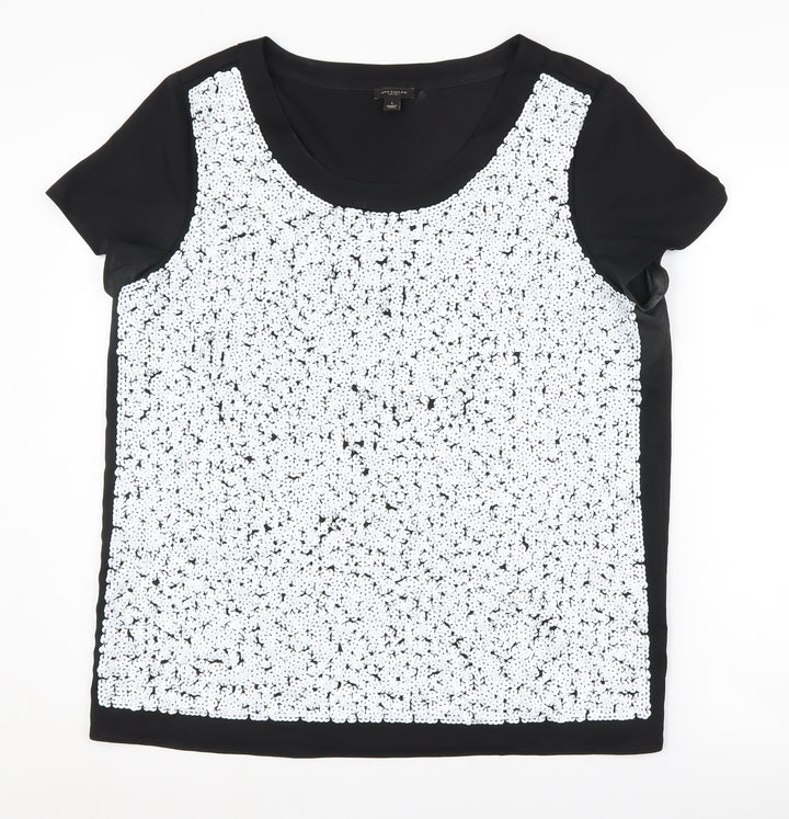 Ann Taylor Women's Black Sequin Party T-Shirt L