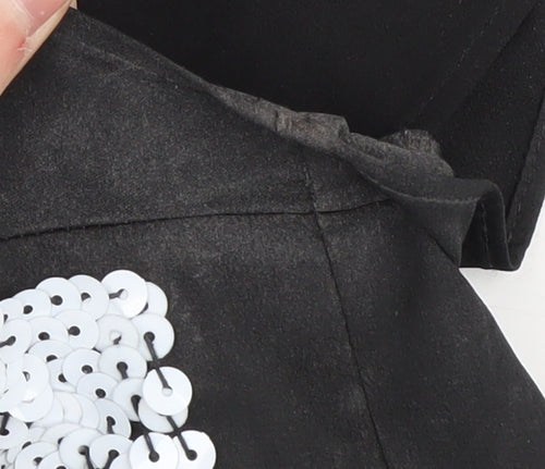 Ann Taylor Women's Black Sequin Party T-Shirt L