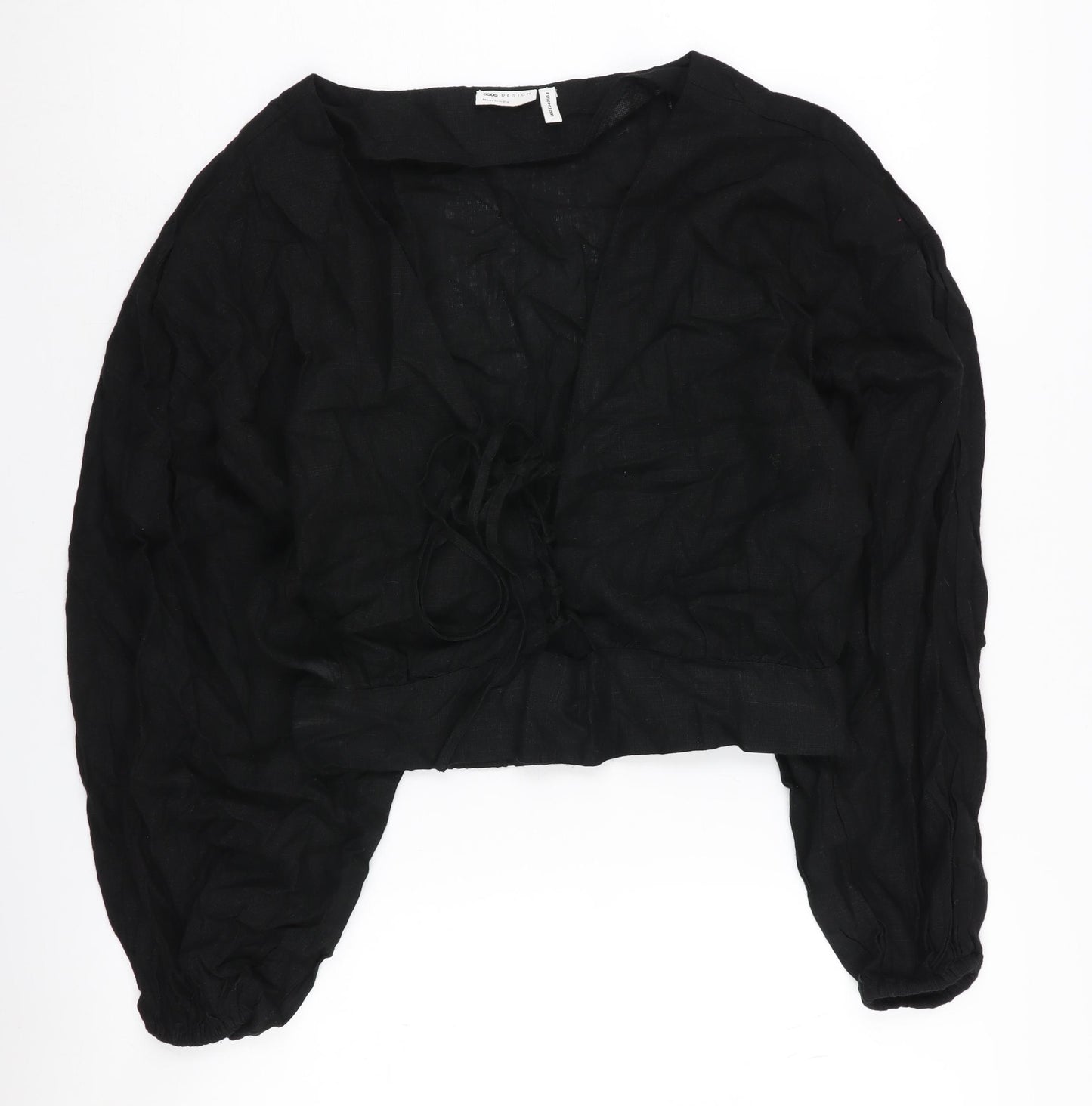 ASOS DESIGN Black Cropped Blouse, UK 12 - Women's Casual Viscose