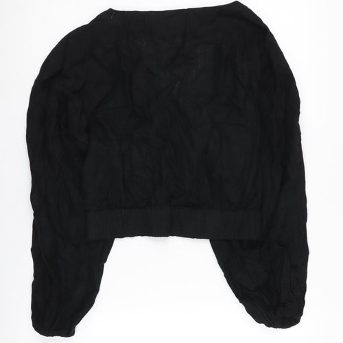 ASOS DESIGN Black Cropped Blouse, UK 12 - Women's Casual Viscose