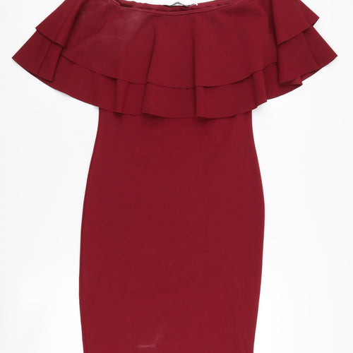 Quiz Women's Red Bodycon Dress, Size 10, Off Shoulder