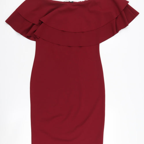 Quiz Women's Red Bodycon Dress, Size 10, Off Shoulder