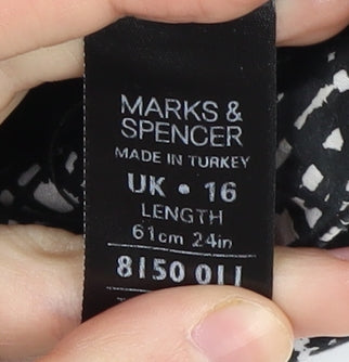 Marks and Spencer Women's Black Geometric Skirt Size 16