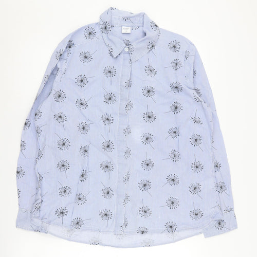 Cotton Traders Women's Blue Striped Button-Up Shirt 16