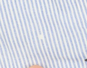 Cotton Traders Women's Blue Striped Button-Up Shirt 16