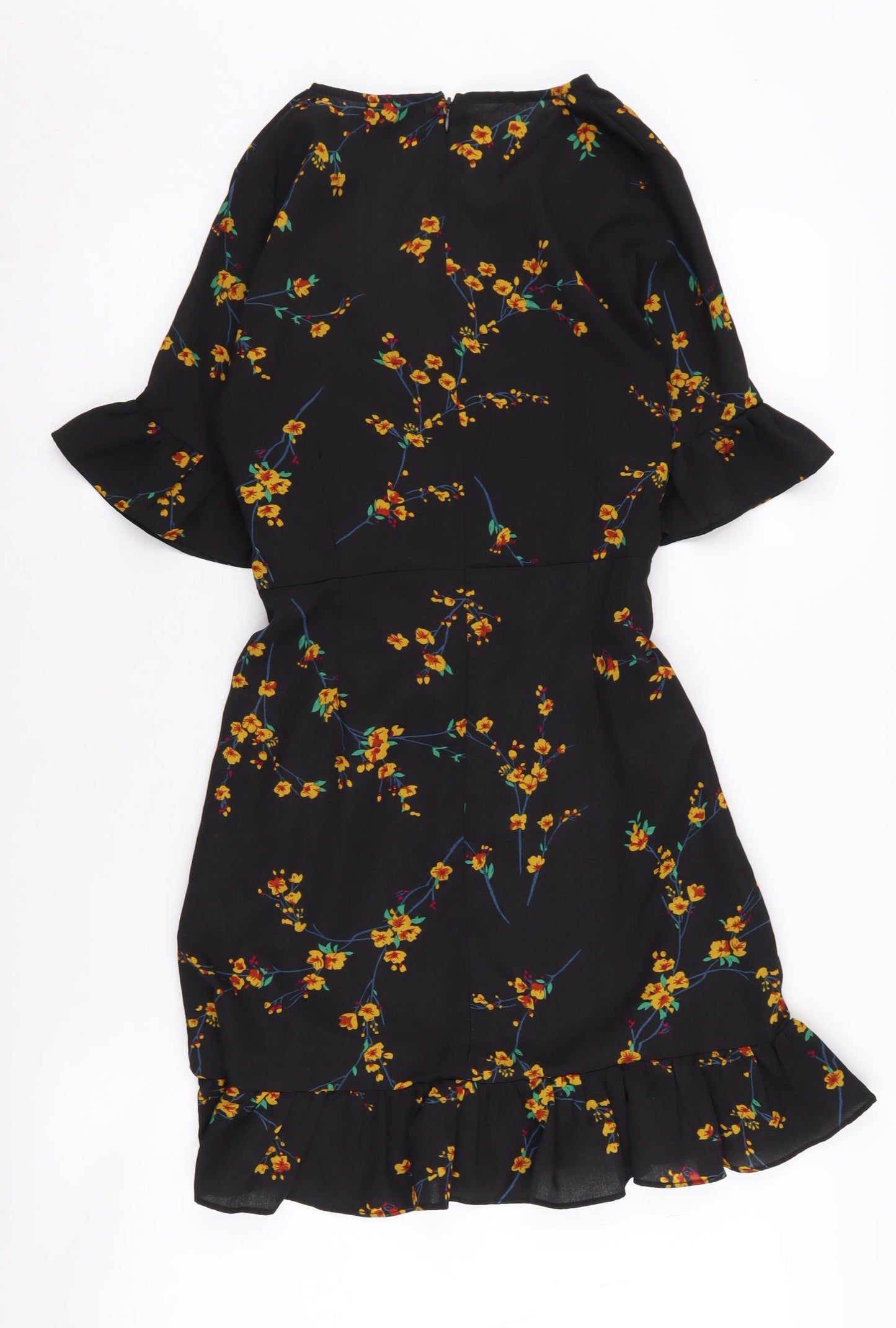 PrettyLittleThing Women's Black Floral Mini Dress - Size 6