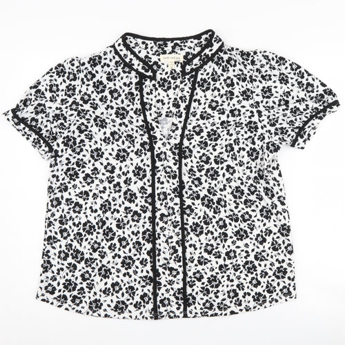 Faith and Joy Women's Black Floral Blouse, Size M