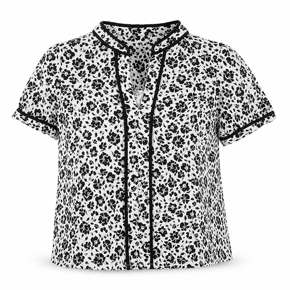 Faith and Joy Women's Black Floral Blouse, Size M