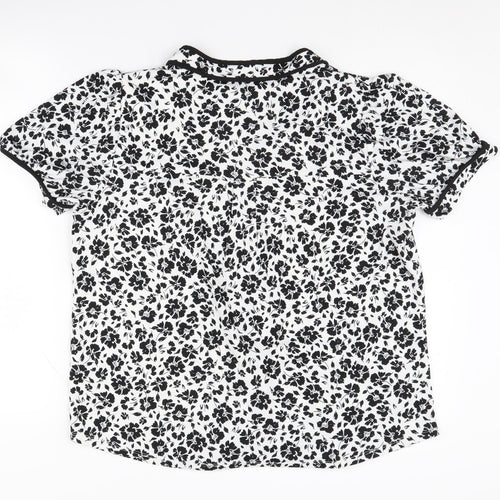 Faith and Joy Women's Black Floral Blouse, Size M