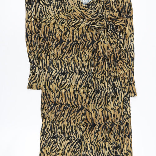 Edited Women's Multicoloured Animal Print Wrap Dress Size 10