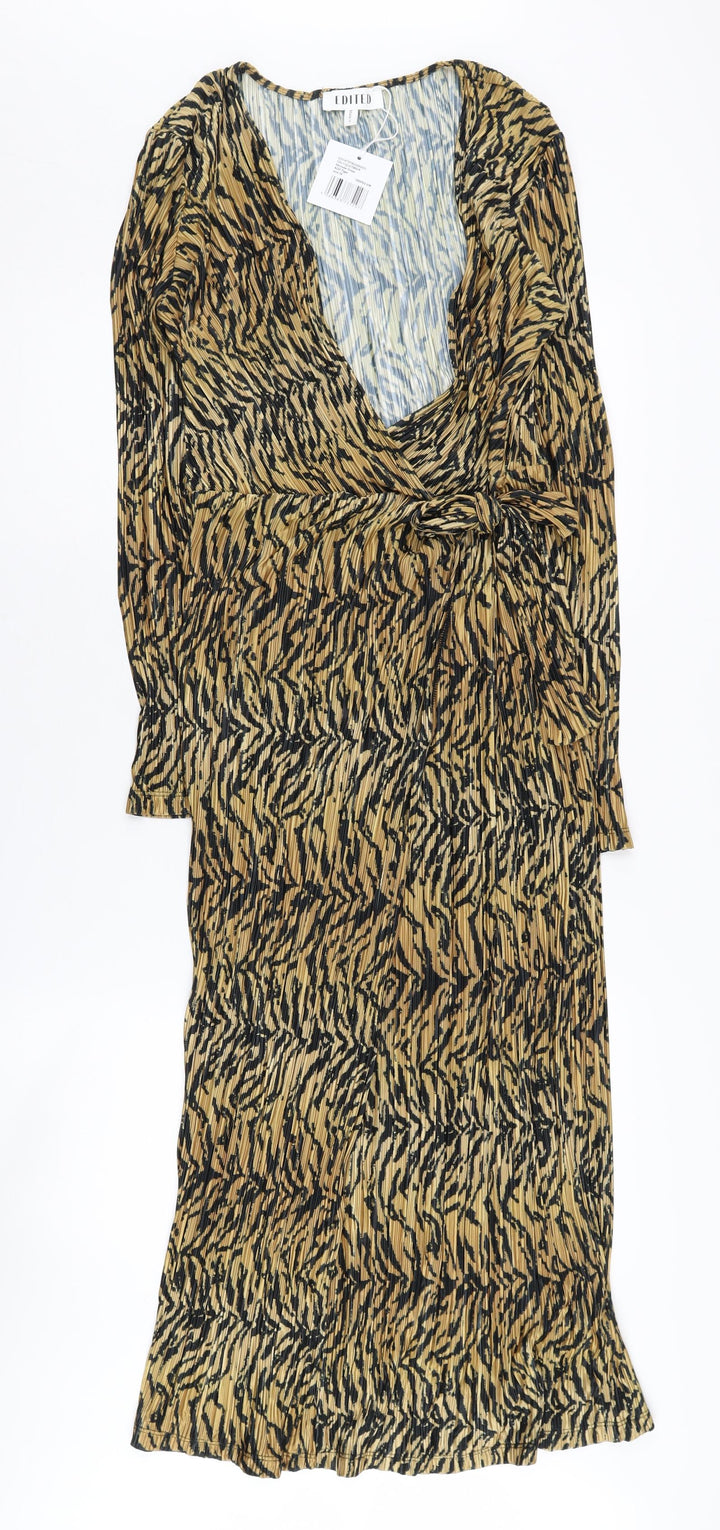 Edited Women's Multicoloured Animal Print Wrap Dress Size 10