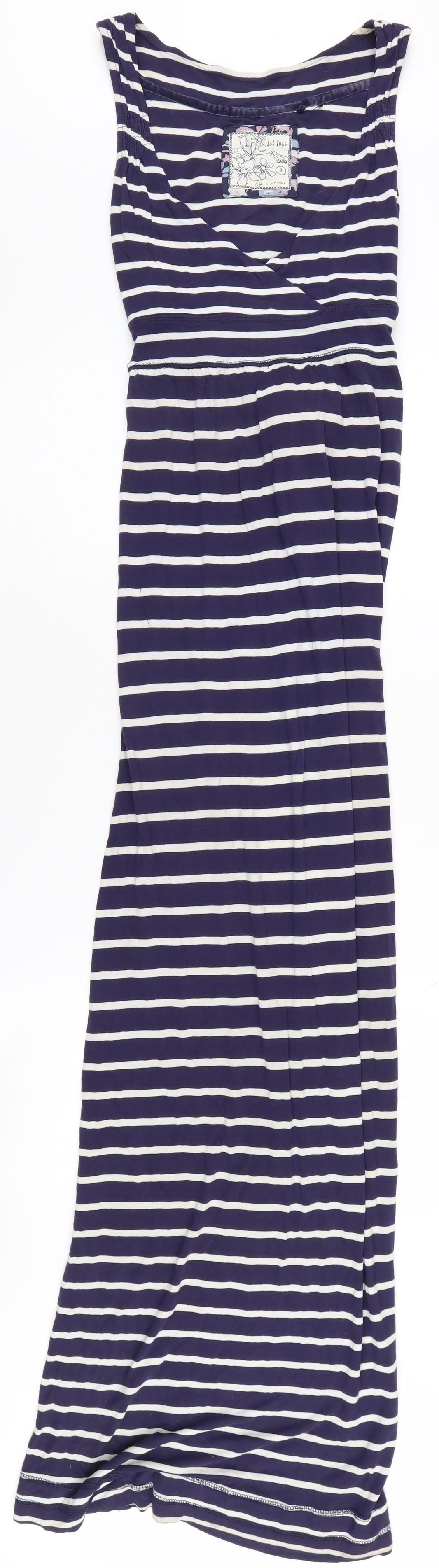 Fat Face Women's Blue Striped Wrap Dress Size 8