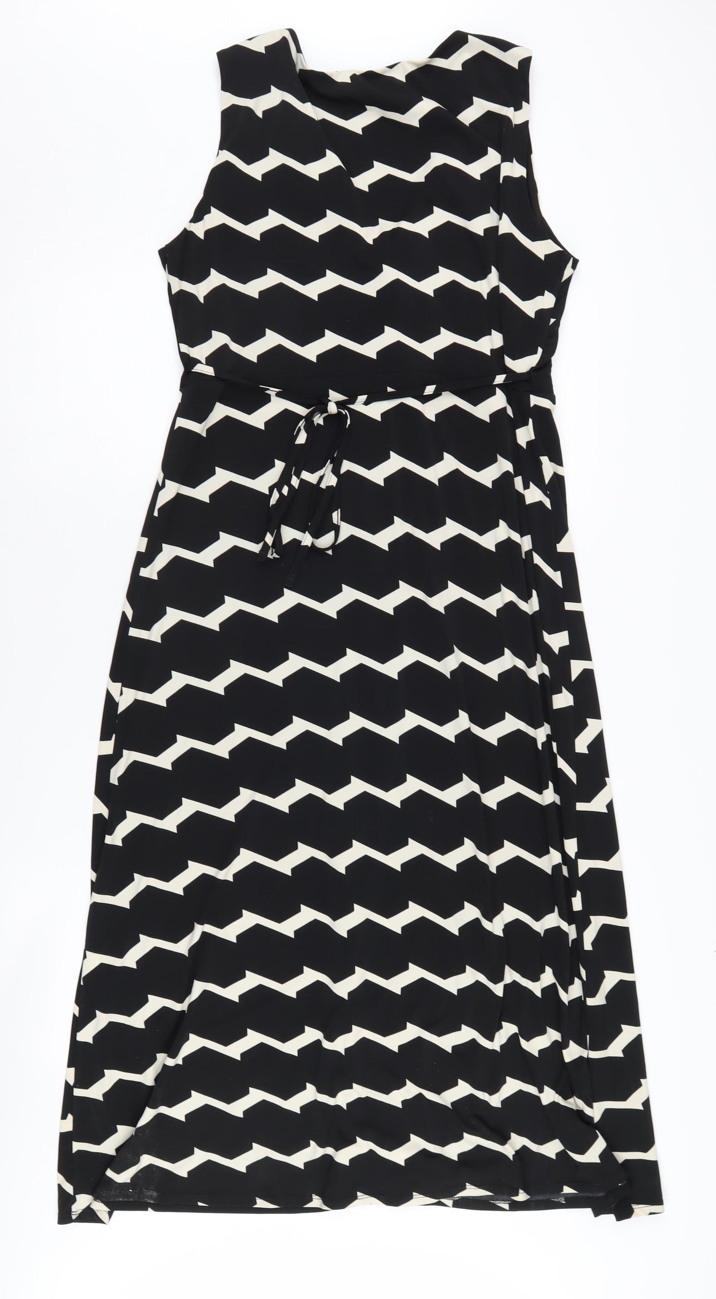 David Emanuel Women's Black Geometric Dress Size 16