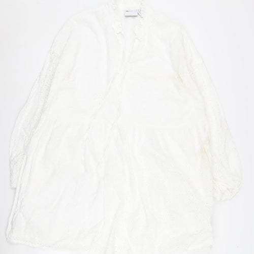 Asos Design Women's White Long Sleeve Dress Cotton