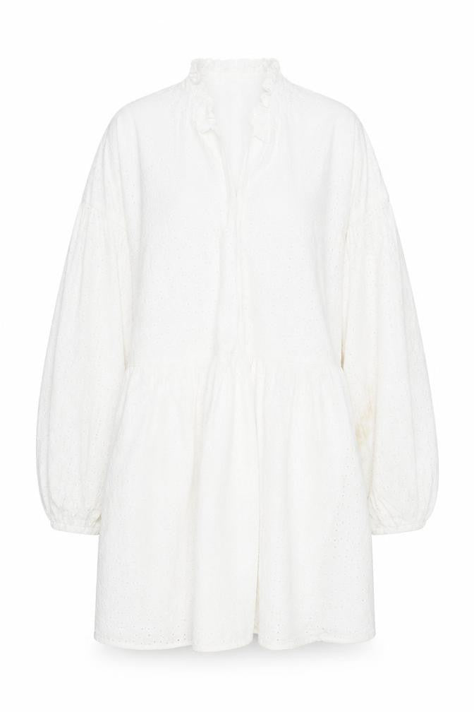 Front view of Asos Design Women's White Long Sleeve Dress Cotton