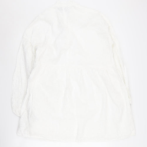 Asos Design Women's White Long Sleeve Dress Cotton
