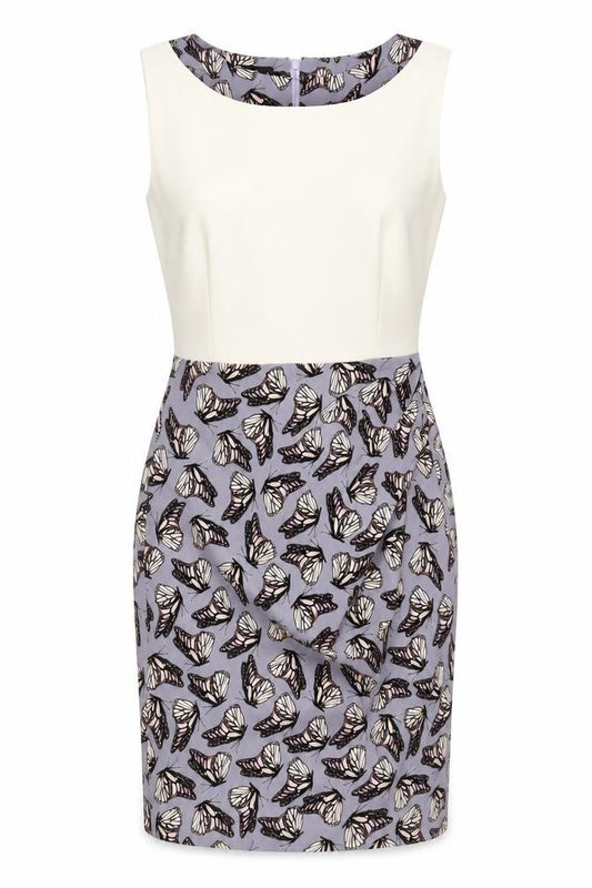 Front view of Vesper Women's Multicoloured Butterfly Pencil Dress, size 10