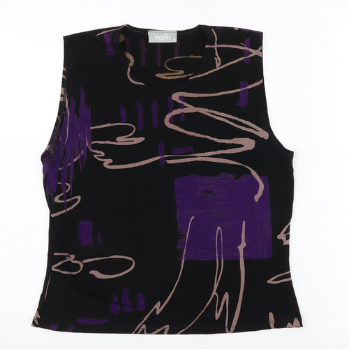 Wallis Women's Black Sleeveless Abstract Top Size 12