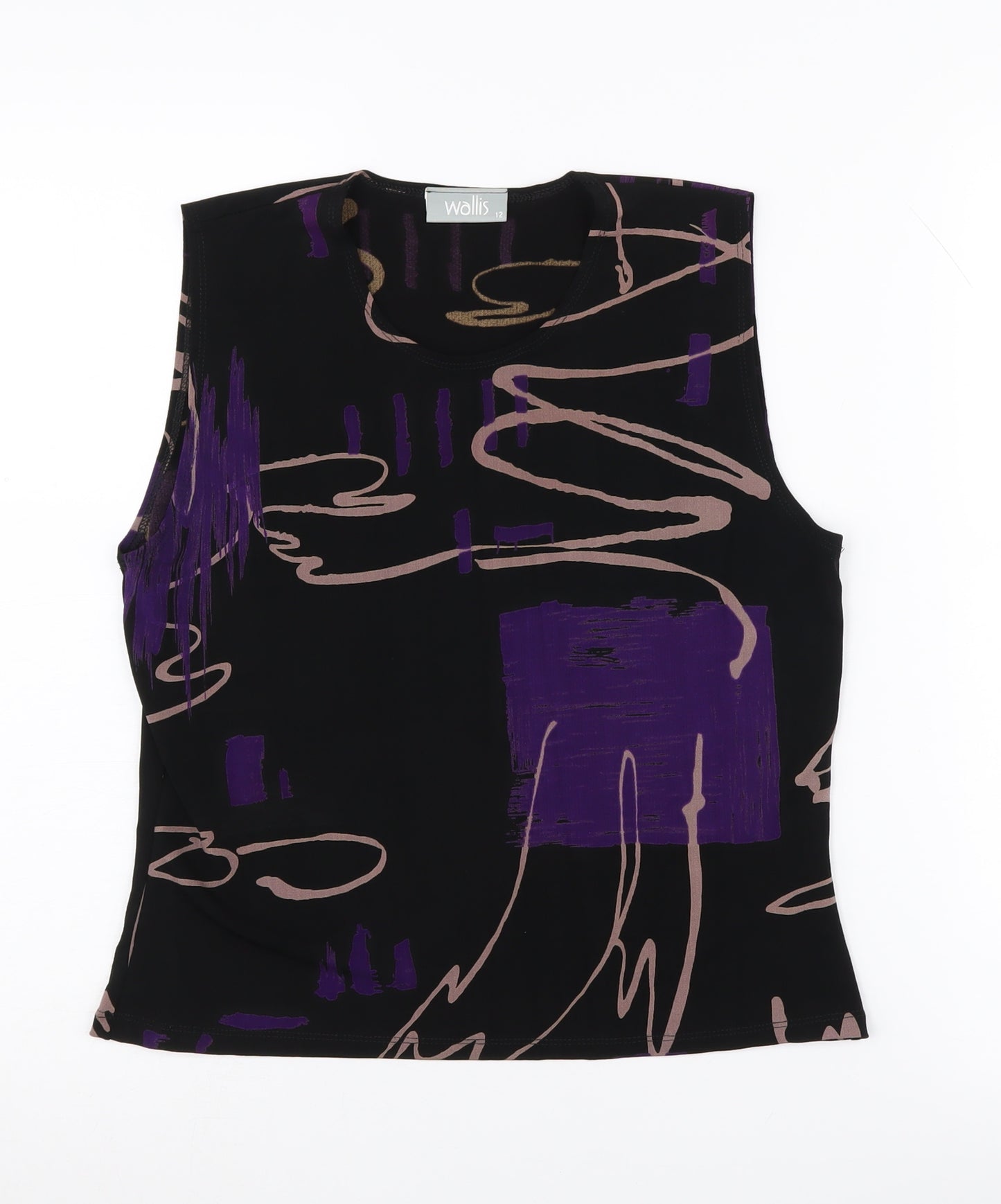 Wallis Women's Black Sleeveless Abstract Top Size 12