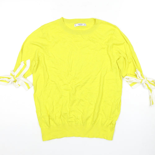 Mango Women's Yellow Knit Tie Sleeve Top Size 12
