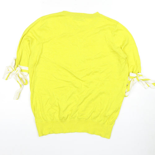 Mango Women's Yellow Knit Tie Sleeve Top Size 12