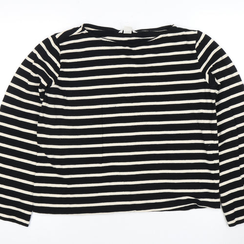 H&M Women's Black Striped Crew Neck T-Shirt Size 12