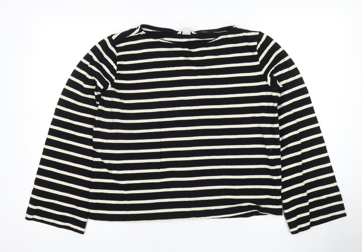 H&M Women's Black Striped Crew Neck T-Shirt Size 12