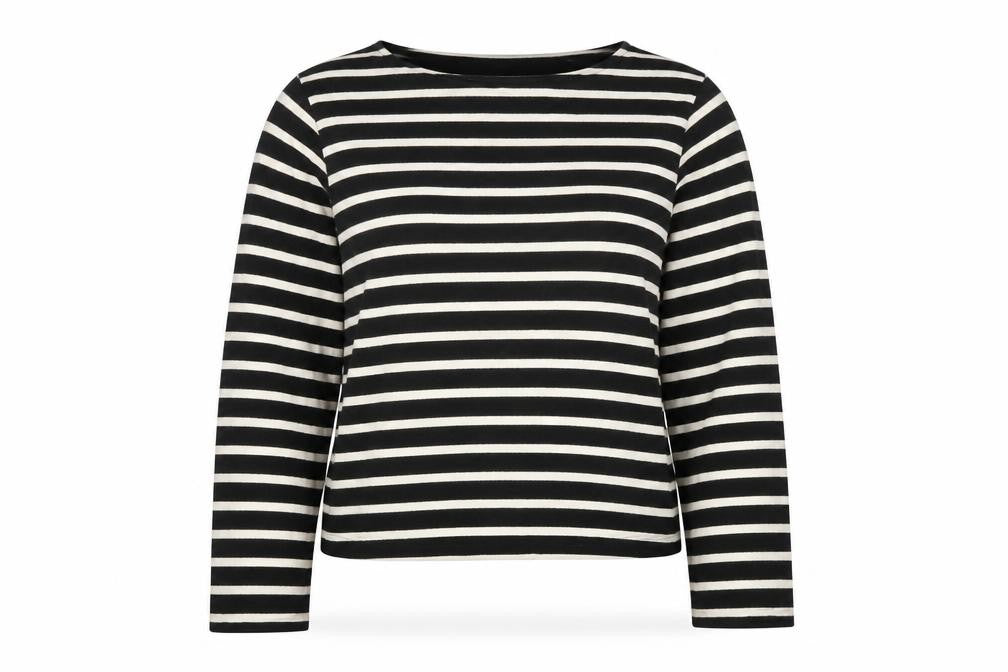 H&M Women's Black Striped Crew Neck T-Shirt Size 12