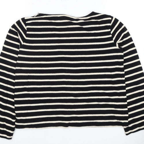 H&M Women's Black Striped Crew Neck T-Shirt Size 12