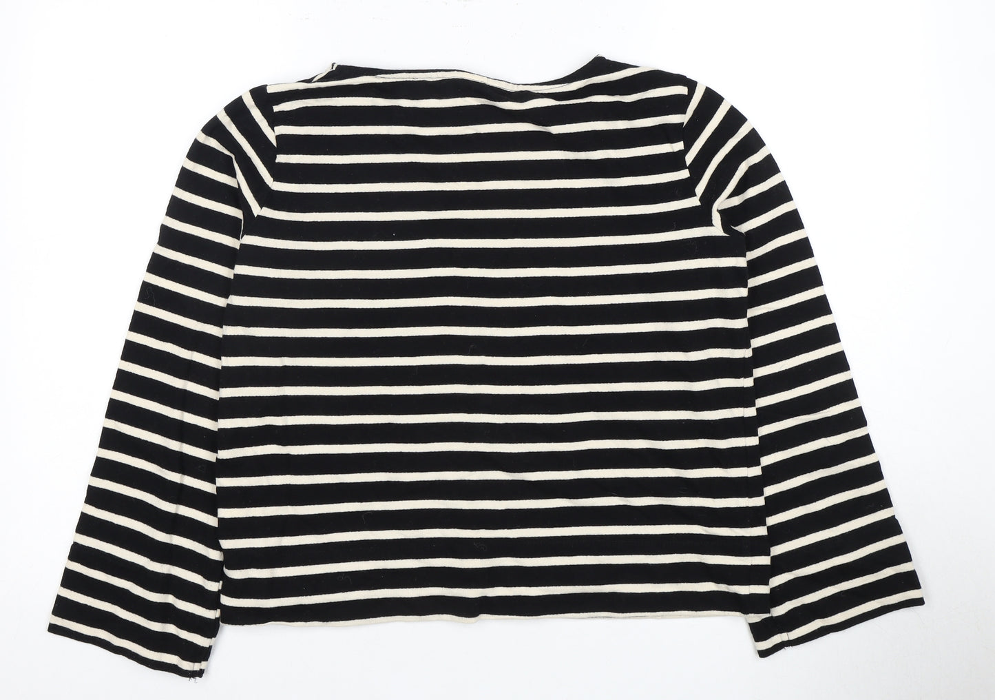 H&M Women's Black Striped Crew Neck T-Shirt Size 12