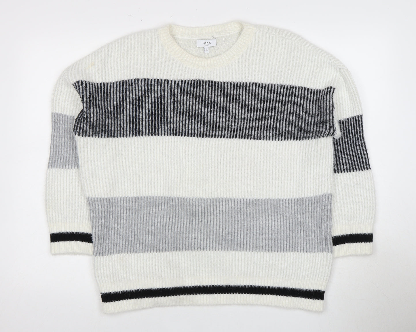 I.nco Women's Multicoloured Striped Jumper, Size 14