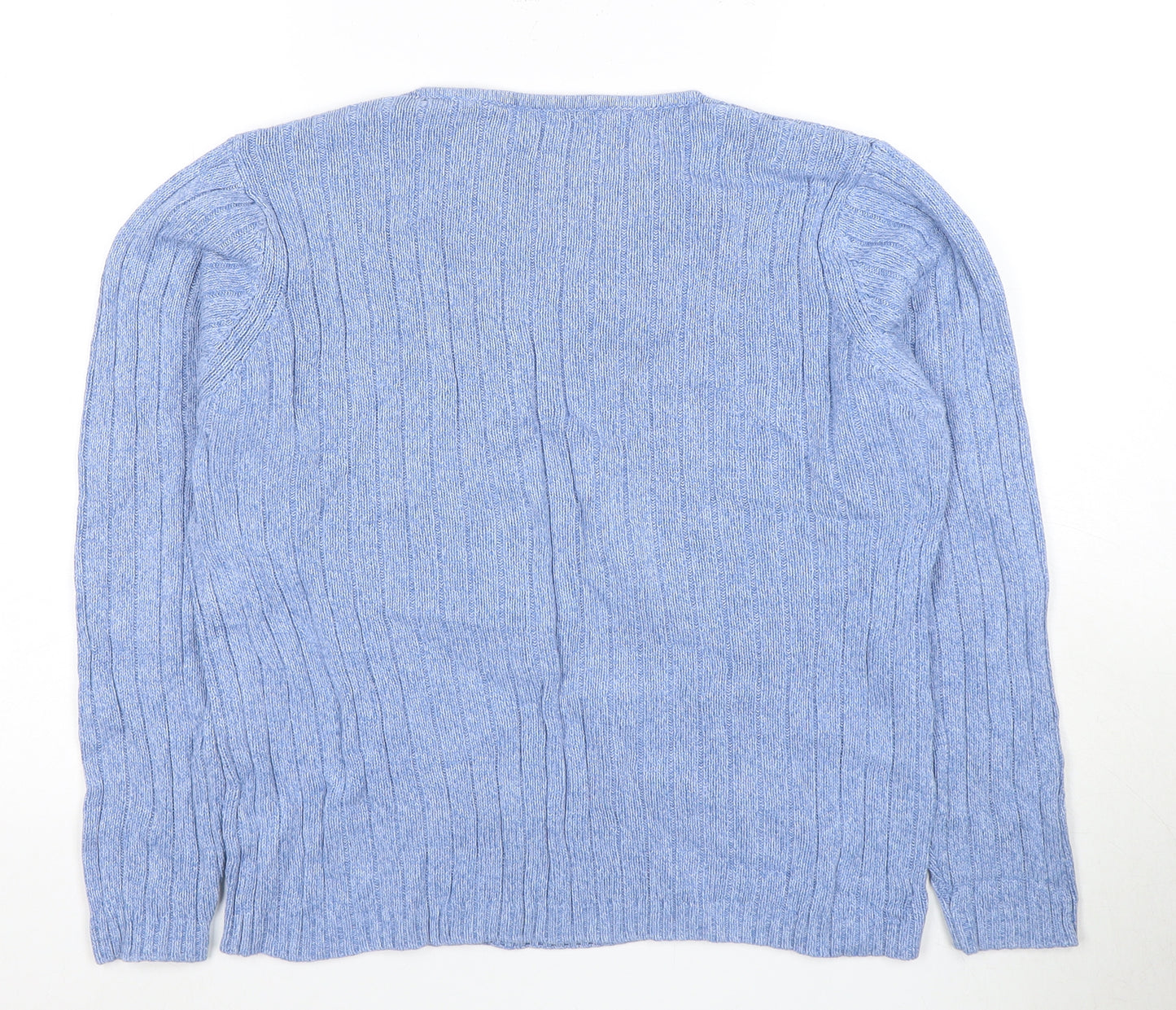 Women's Blue Cable Knit V-Neck Pullover Jumper Size 12