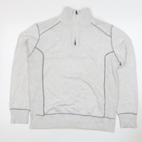 Next Men's Grey Pullover Jumper, M, Half Zip, High Neck