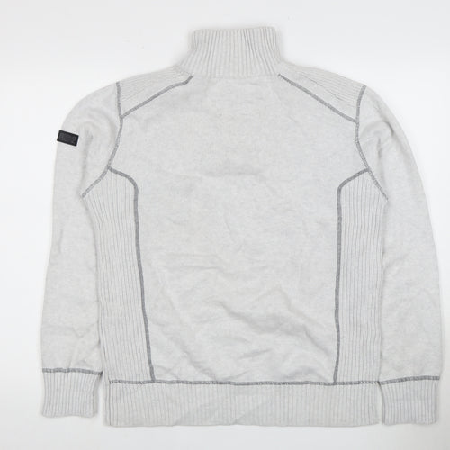 Next Men's Grey Pullover Jumper, M, Half Zip, High Neck