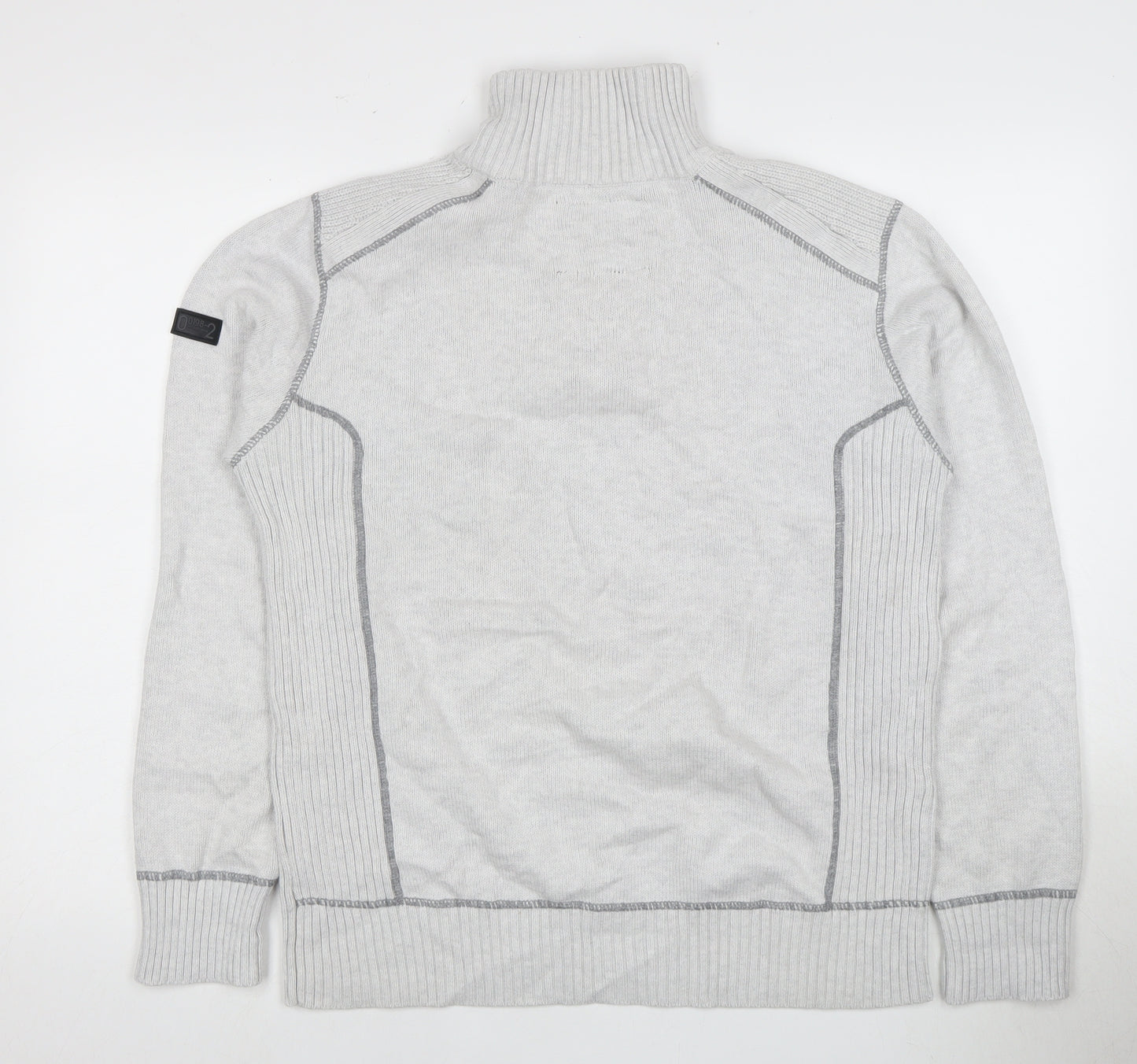 Next Men's Grey Pullover Jumper, M, Half Zip, High Neck