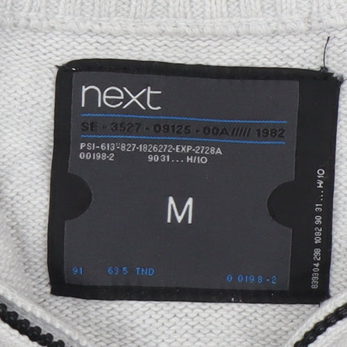 Next Men's Grey Pullover Jumper, M, Half Zip, High Neck