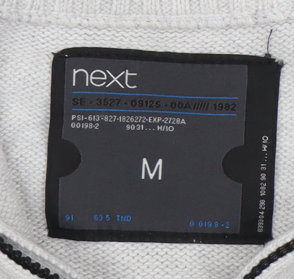 Next Men's Grey Pullover Jumper, M, Half Zip, High Neck