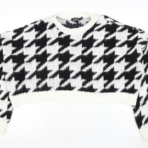 boohoo Unisex Geometric Jumper, Black/White, M