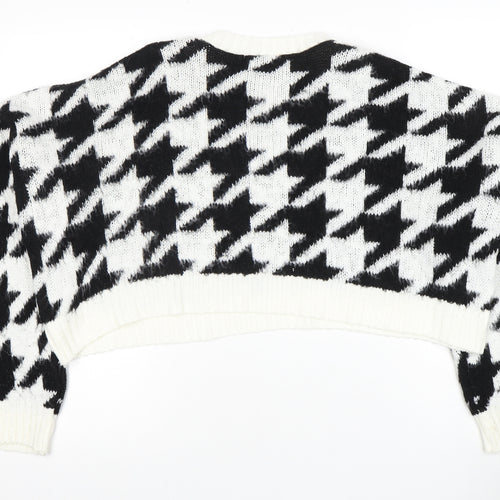 boohoo Unisex Geometric Jumper, Black/White, M