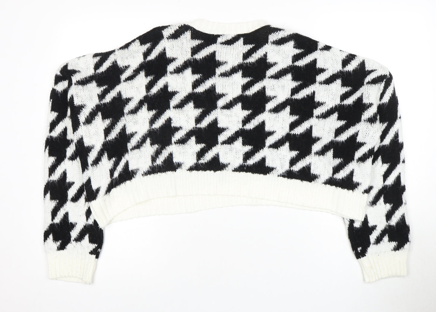 boohoo Unisex Geometric Jumper, Black/White, M