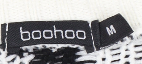 boohoo Unisex Geometric Jumper, Black/White, M