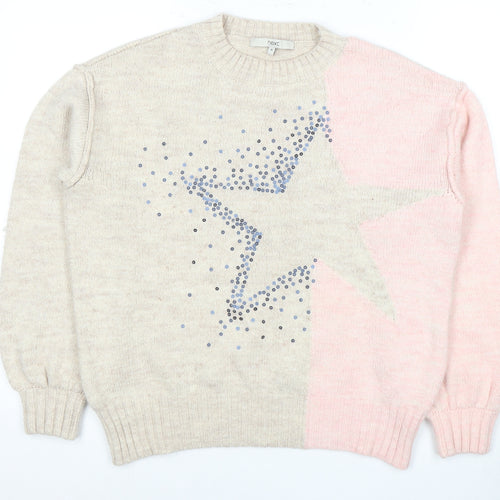 Next Women's Pink Sequin Star Pullover Jumper M