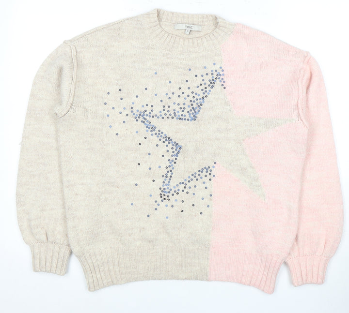 Next Women's Pink Sequin Star Pullover Jumper M