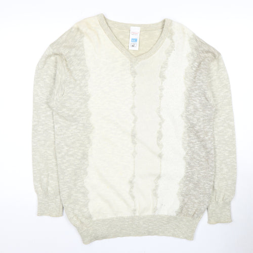 St Michael Men's Beige V-Neck Pullover Jumper M