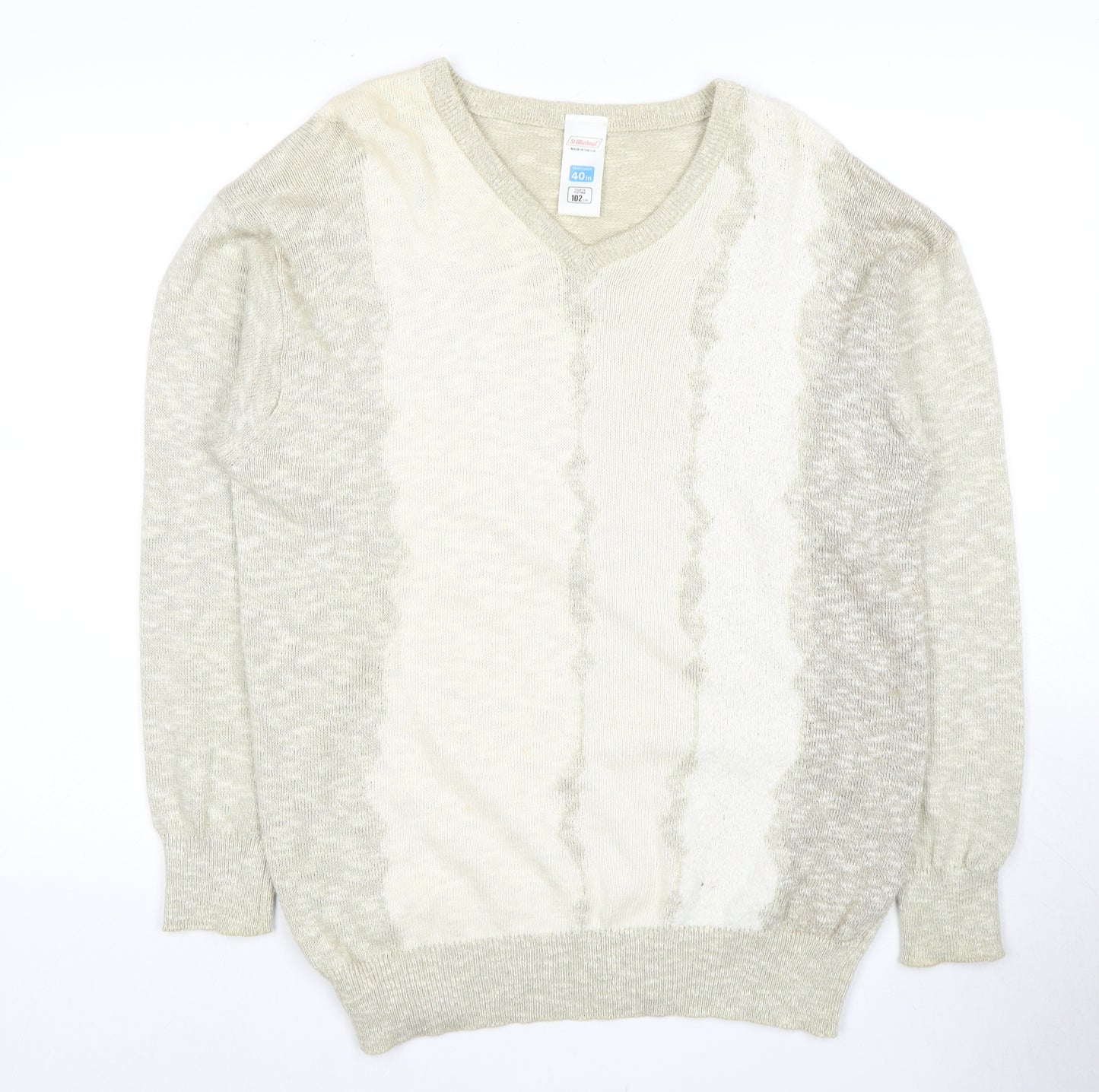 St Michael Men's Beige V-Neck Pullover Jumper M