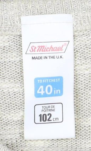 St Michael Men's Beige V-Neck Pullover Jumper M