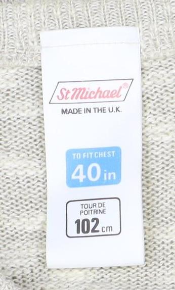 St Michael Men's Beige V-Neck Pullover Jumper M