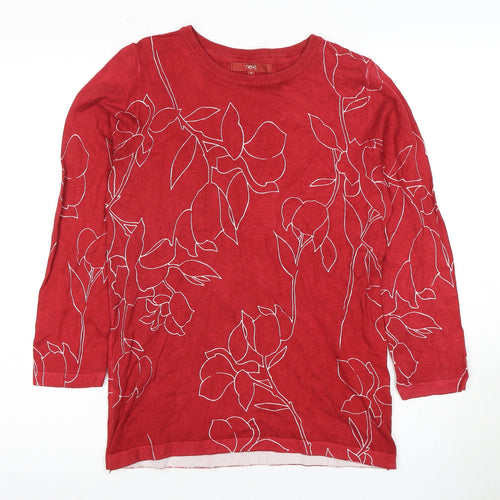 Next Red Floral Women's Top, Size 10, 3/4 Sleeve