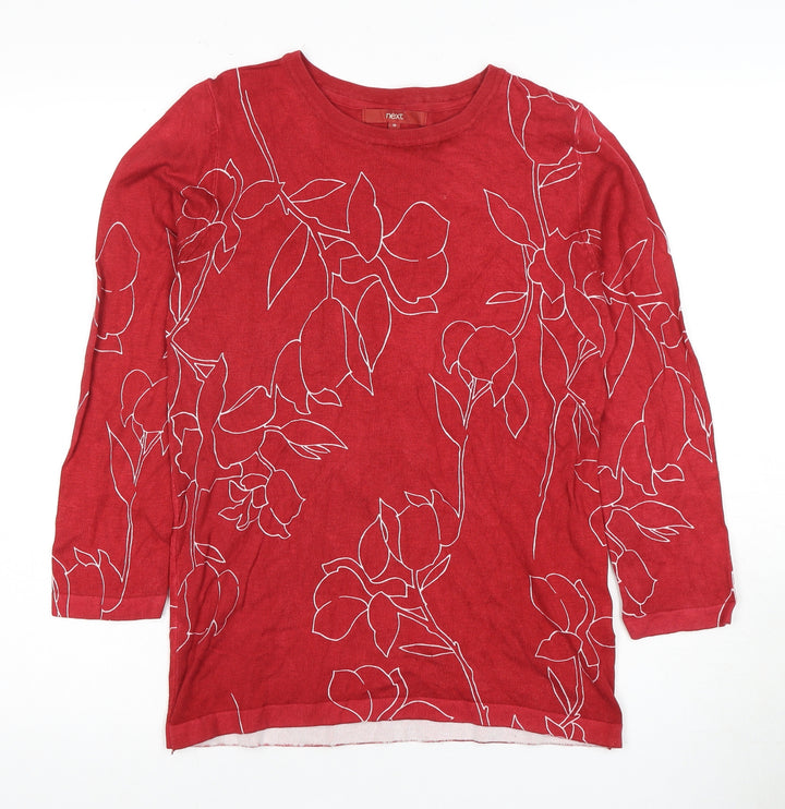 Next Red Floral Women's Top, Size 10, 3/4 Sleeve