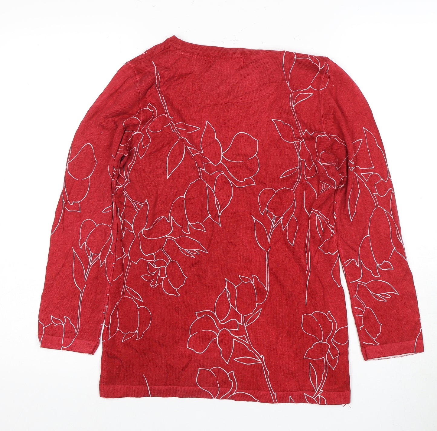 Next Red Floral Women's Top, Size 10, 3/4 Sleeve
